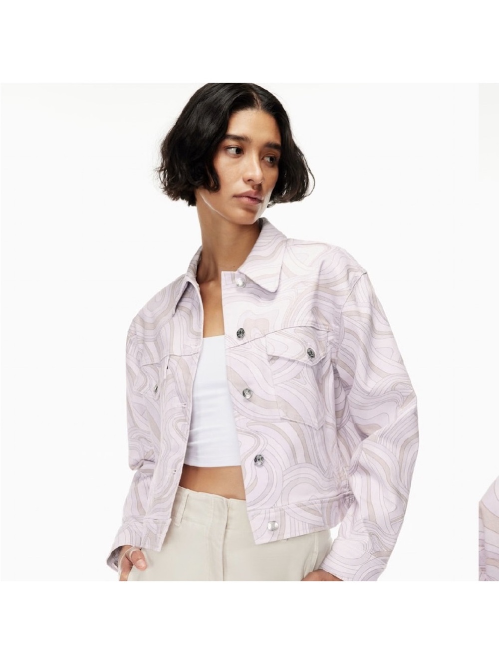 NWT Aritzia Wilfred Free Gaze Jacket Soft purple Swirls Size Small